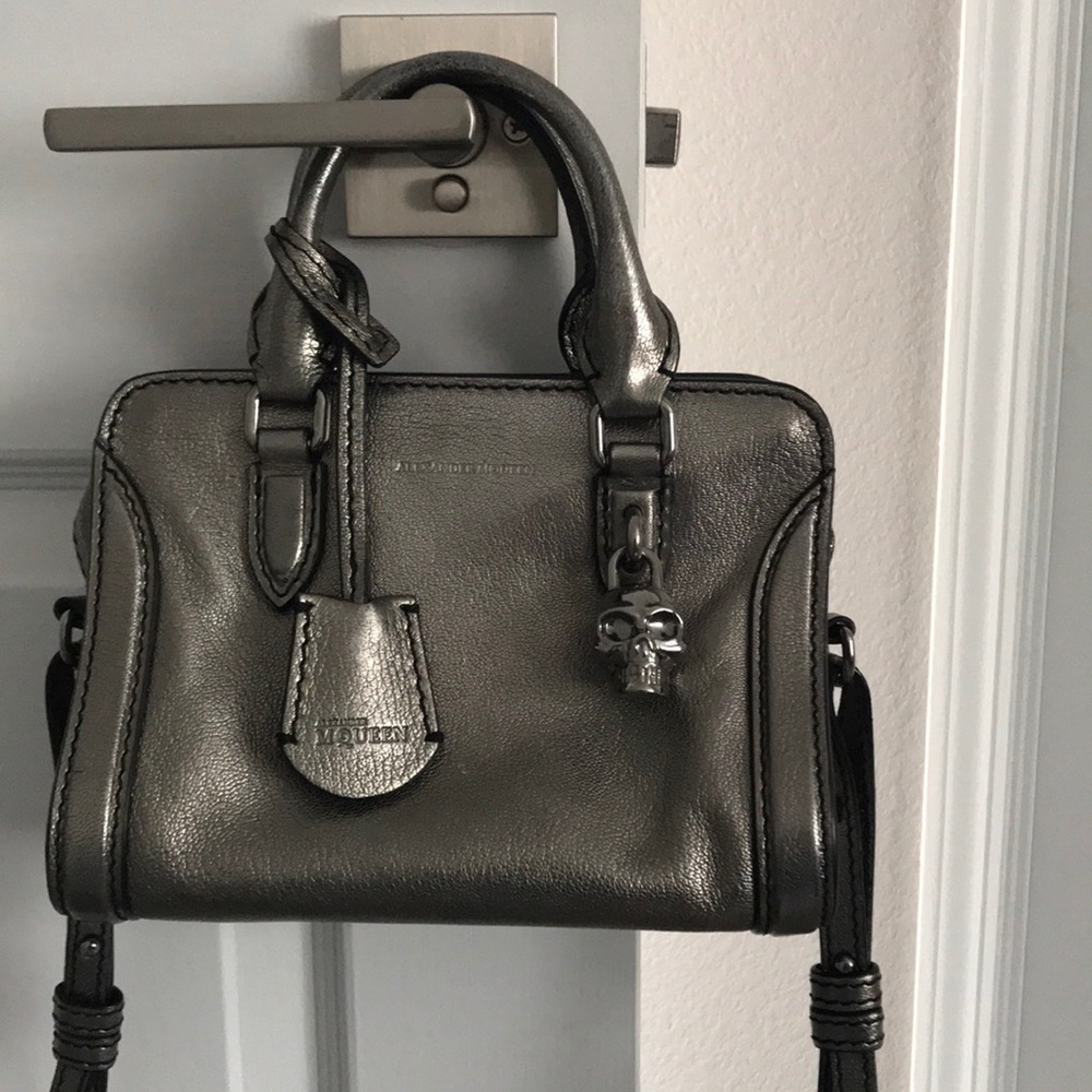 Alexander McQueen Padlock Mini Metallic Silver Bag